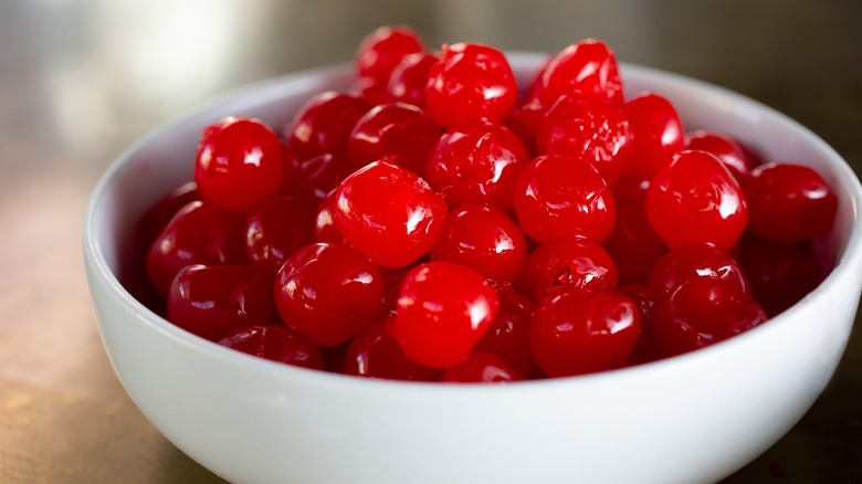 bowl of maraschino cherries