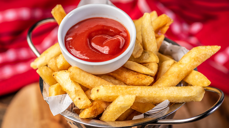 french fries and ketchup