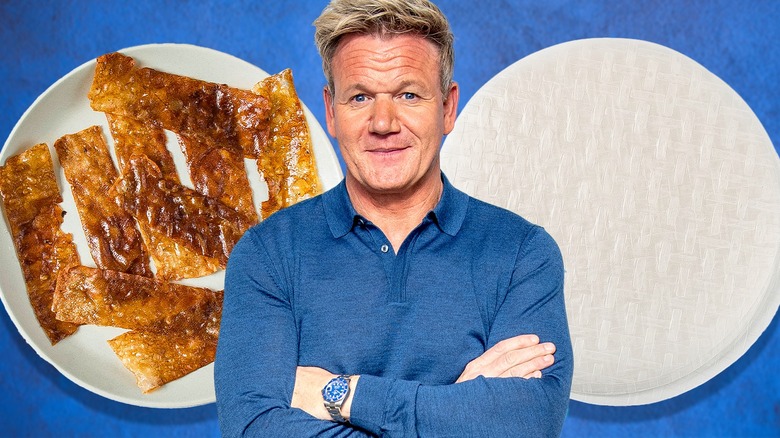 Gordon Ramsay with rice paper bacon