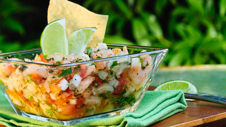 bowl of fresh ceviche with shrimp