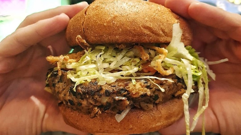 veggie burger at Guy Fieri restaurant