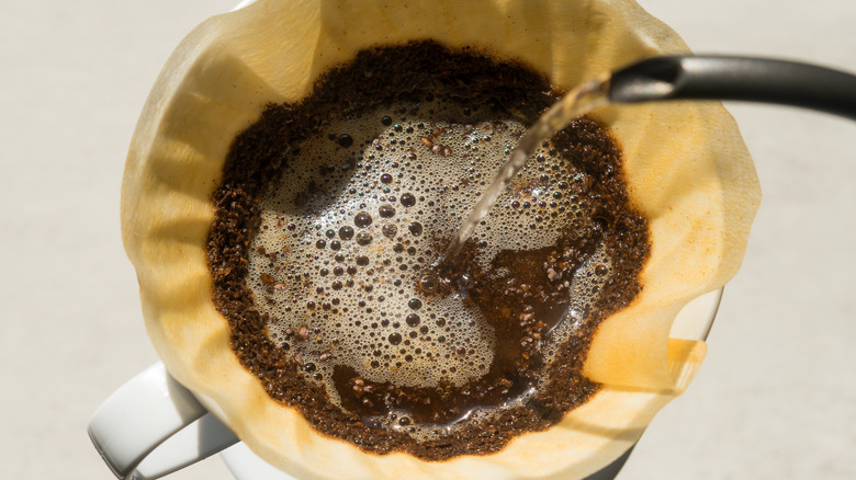 Pour-over coffee in V60 brewer