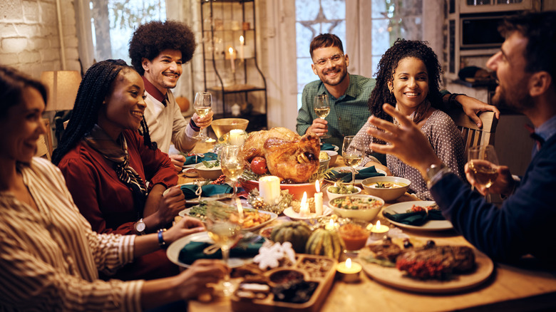 People sitting at a dinner table