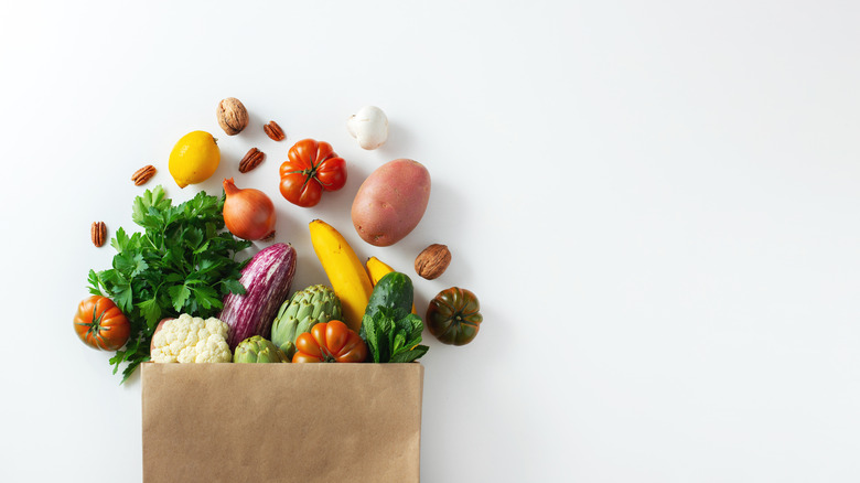 nutritious foods coming out of paper bag