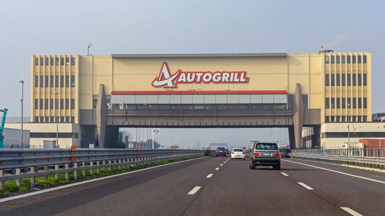 an Autogrill overpass building across a highway