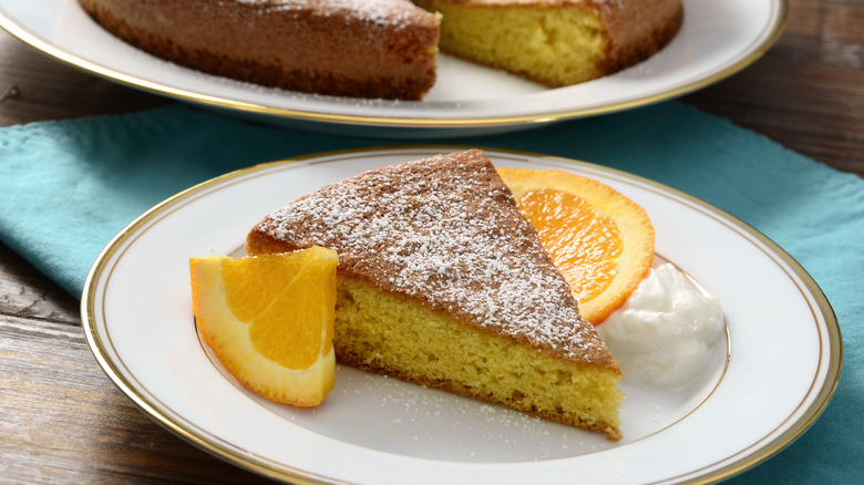 Slice of citrus ricotta cake