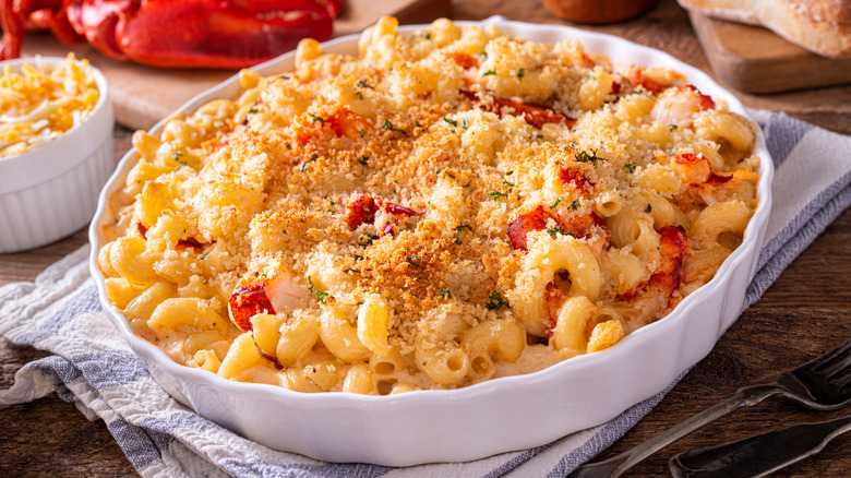 A dish of lobster mac and cheese