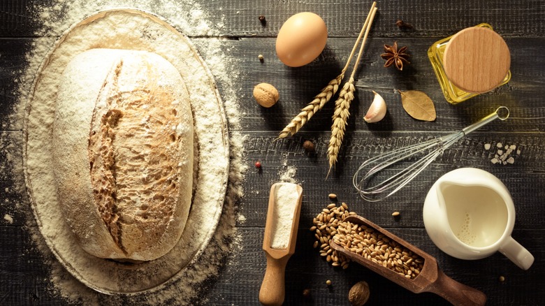 Loaf of bread with various ingredients