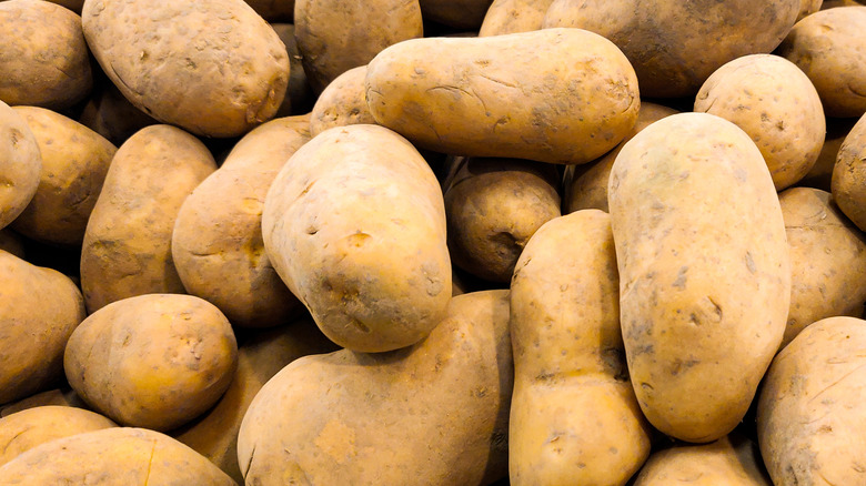 close-up of pile of potatoes