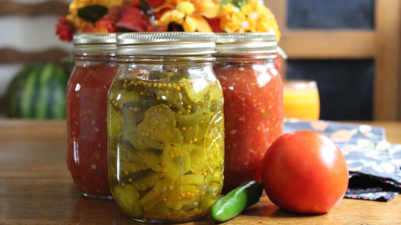 Canned salsa and peppers