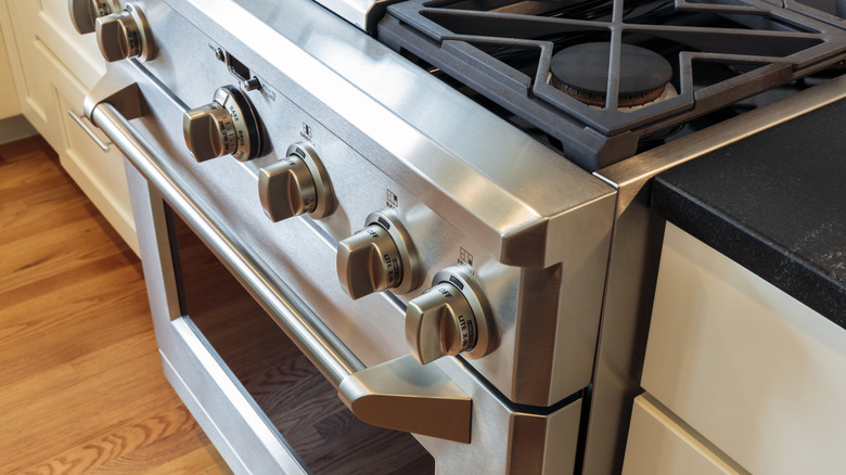 modern kitchen with a gas stove and oven