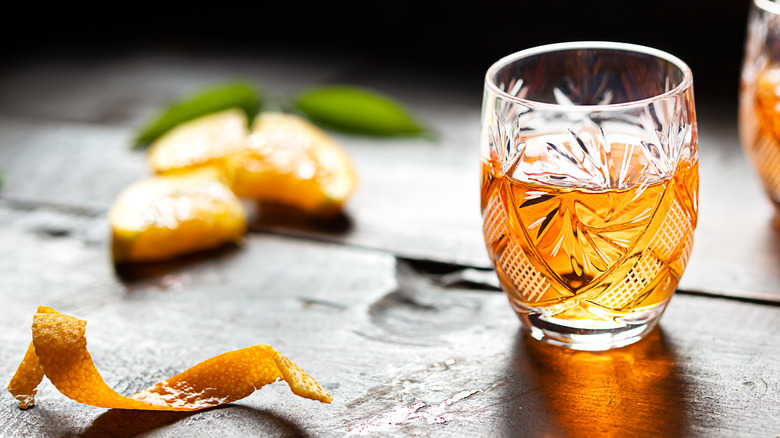 Orange liqueur in a glass