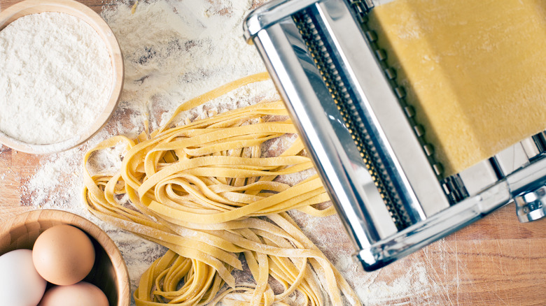 Homemade pasta with flour