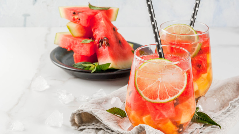 tropical style sangria with watermelon