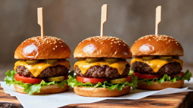 three cheeseburgers