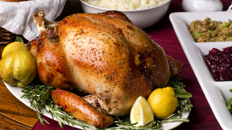 Thanksgiving turkey on table