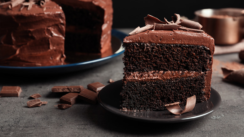 chocolate cake with slice