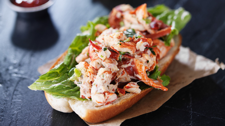 Lobster roll on table
