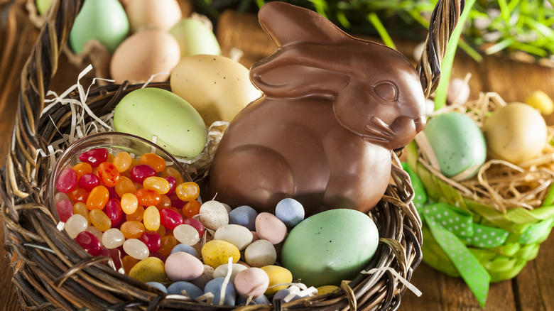 Easter basket filled with assorted candies
