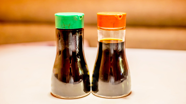 Two bottles of soy sauce