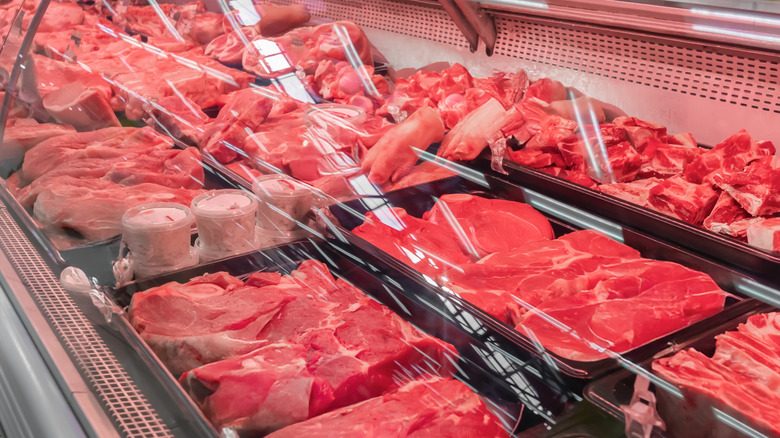 steak selection at grocery store