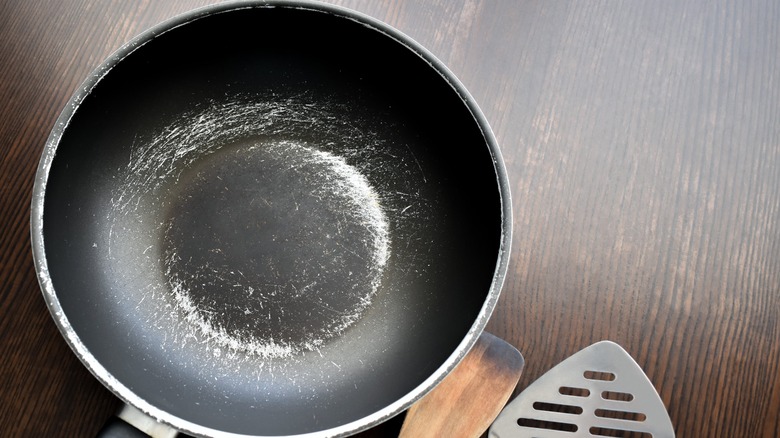 Non-stick pan with scratches