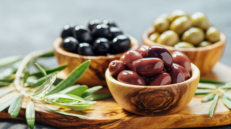 served bowls of olives