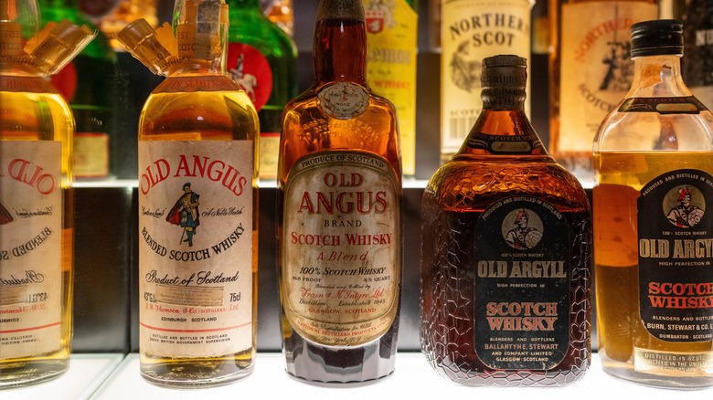 Rare scotch whiskeys on dispay