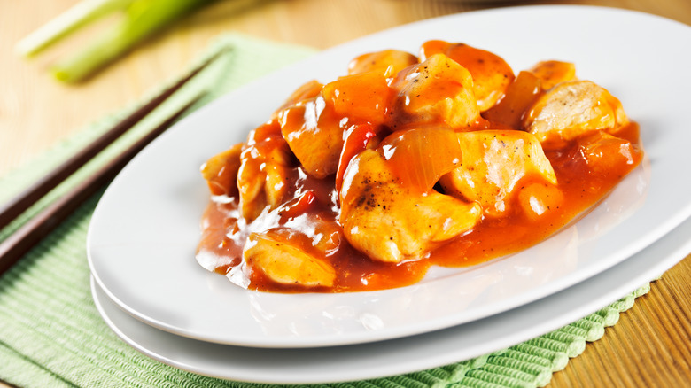 Prepared sweet and sour chicken