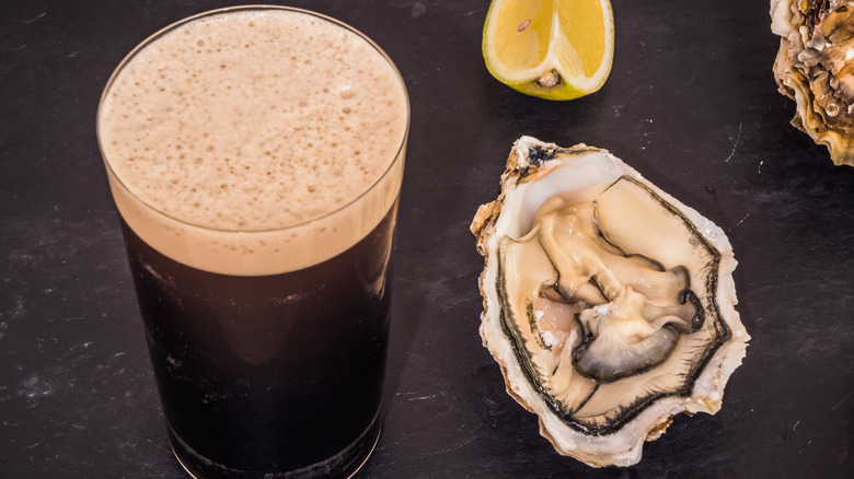 A stout with an oyster