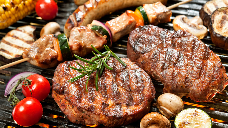 assorted meat on grill