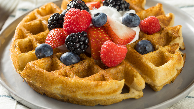 Belgian waffle with berries