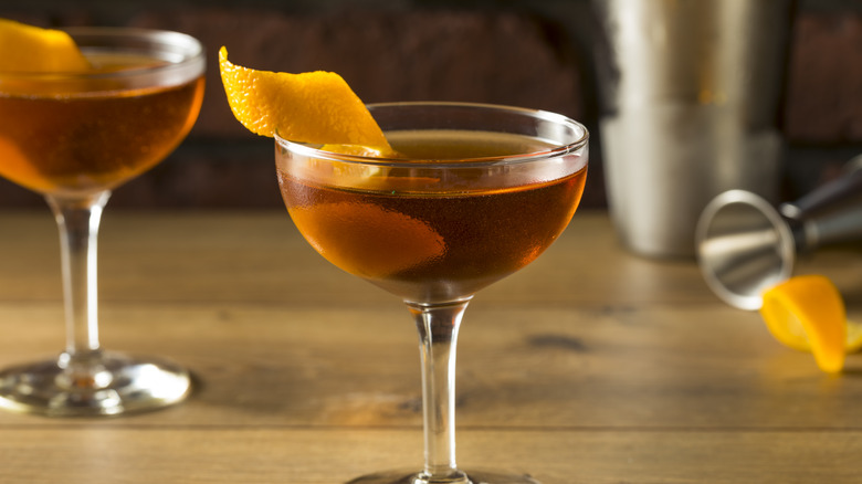 Martinez cocktail with orange peel