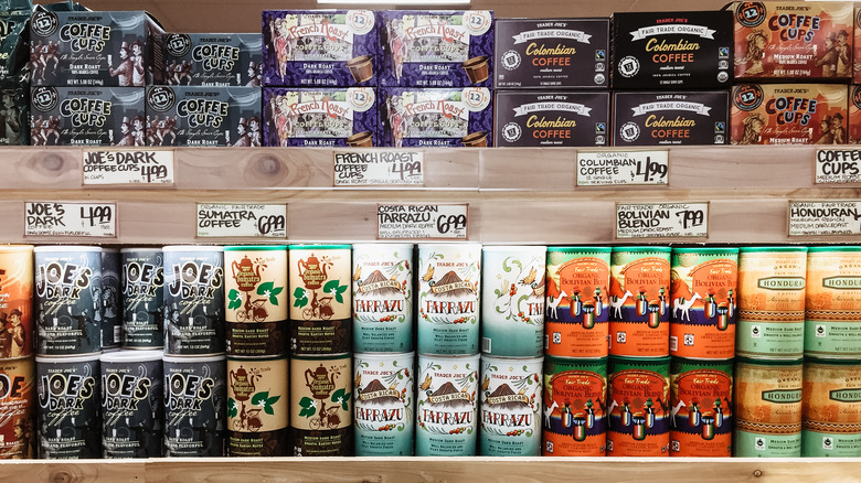 Trader Joe's coffee on display