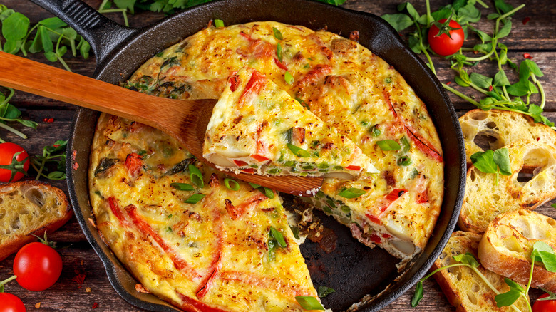 Frittata with peppers and green onions
