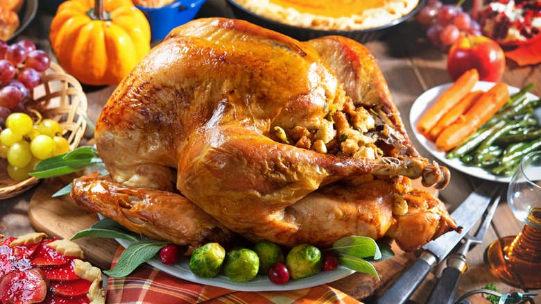Thanksgiving turkey on table