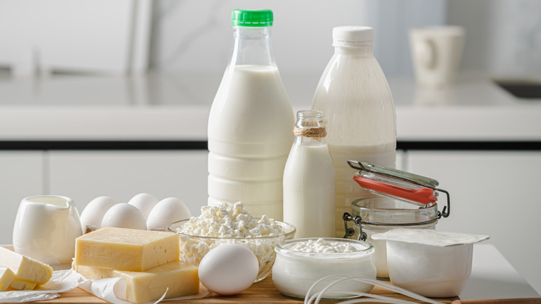 dairy products on table