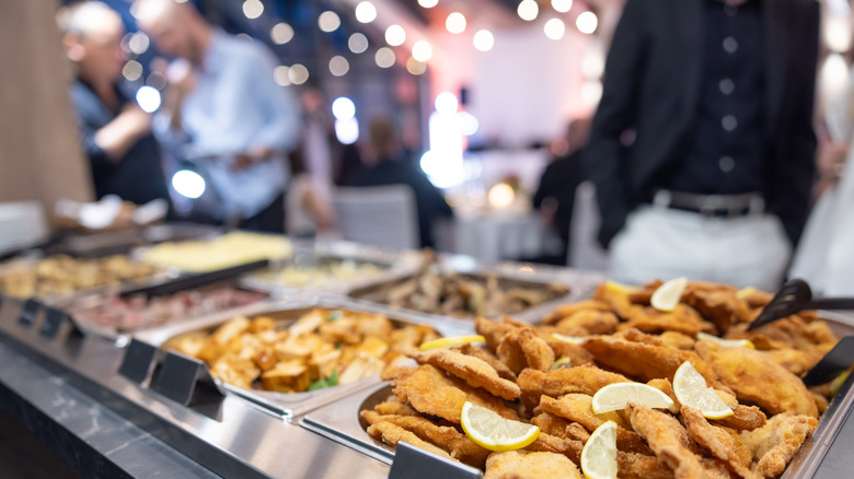 A buffet table at a party