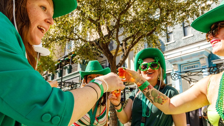 Friends toasting on St. Patrick's Day