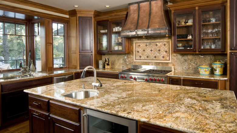 Modern kitchen with granite countertops