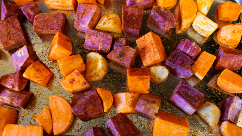 Tricolor roasted sweet potatoes