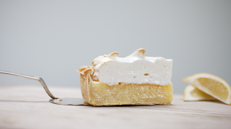 Slice of lemon meringue pie