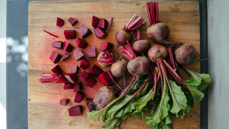 Beets on a cutting board