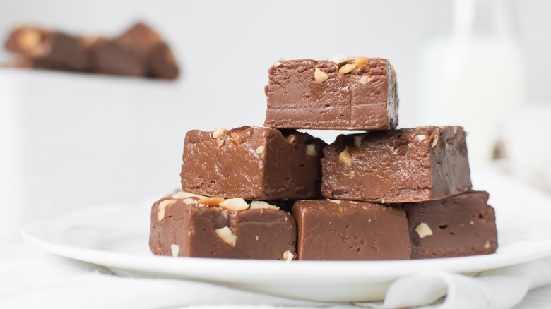 plate of fudge with nuts