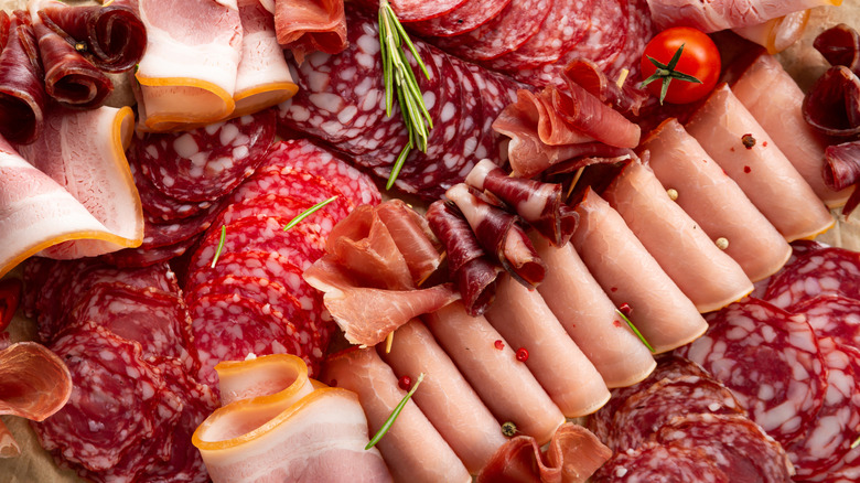 Platter of deli meats and cold cuts
