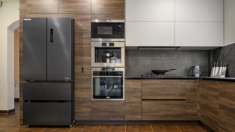 black stainless steel fridge