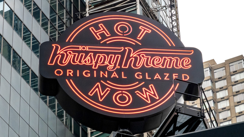 hot light at Krispy Kreme in Times Square