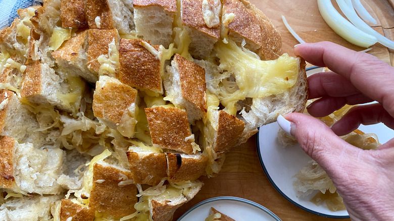 cheese pull from pull-apart bread
