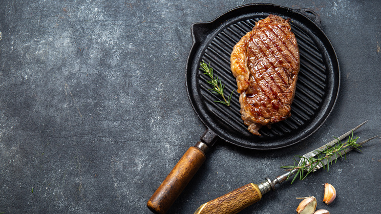 steak on a grill pan