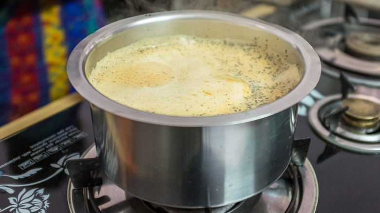 chai simmering in pot